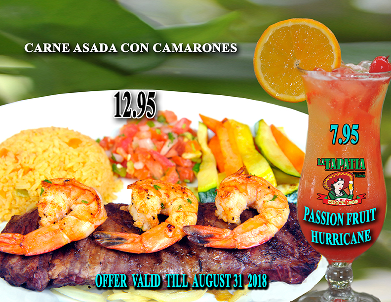 FAJITA CON CAMARONES Y HURRICANE